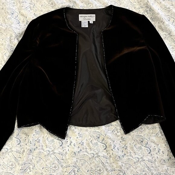 Size 12 Brown Velvet Adrianna Papell Blazer Jacket - Picture 1 of 15